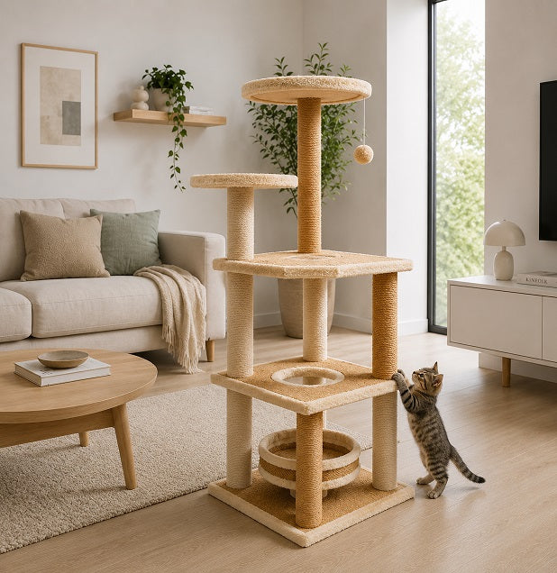 RASCADOR DE MIMBRE Y YUTE 120 CM