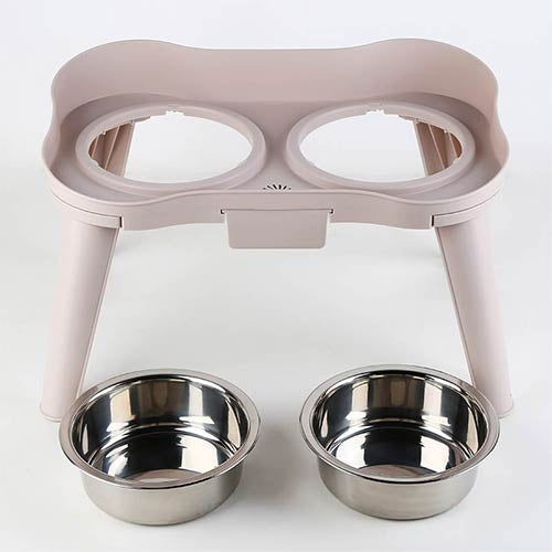 COMEDERO ELEVADO DOBLE ACERO INOXIDABLE