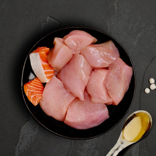 LATA DE POLLO CON SALMÓN 75 GRAMOS